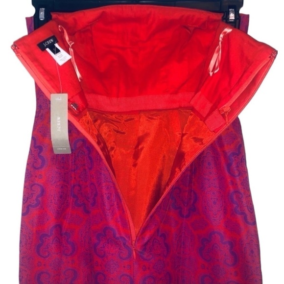 NWT J. Crew Barbiecore Ella Purple Orange Medallion Paisley Pattern Dress size 0 - Picture 9 of 14